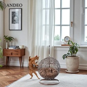 Závesné hojdacie kreslo pre mačky COCO - hnedé