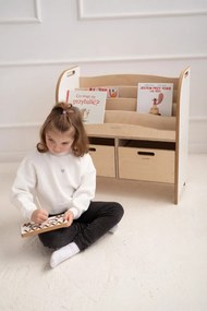 Dětský montessori regál s knihovnou, bílý - 74 x 75 cm