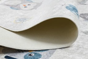Koberec protišmykový BAMBINO 1161 Sovy, sovy pre deti - sivý
