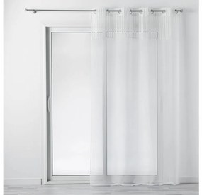 Elegantná biela záclona na kruhy s vrchným vzorovaným dielom 140 x 240 cm
