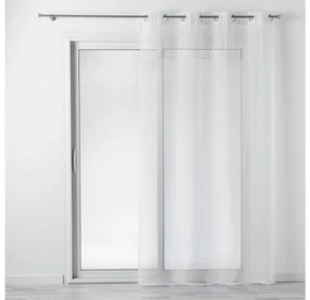 Elegantná biela záclona na kruhy s vrchným vzorovaným dielom 140 x 240 cm