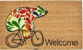 Home Elements Rohožka gumová kokosová WELCOME Medvěd na Kole - hnědá 40 x 60 cm