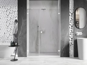Mexen Lunar-B, Otočné pravé sprchové dvere 130 cm, 8mm číre sklo, biely profil, 832S-130-050-20-00-P