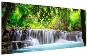 Obraz - modrý vodopád (120x50 cm)