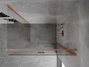 Mexen Mist-F T, 1-krídlový skladací sprchový kút pravý 110 x 70 cm, číre sklo, medený matný profil, 8A6T-110-070-65-00-P