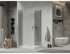 Mexen Lima Duo, sprchový kút so skladacími dverami 80 (dvere) x 70 (dvere) cm, 6mm číre sklo, chrómový profil + slim sprchová vanička biela + chrómový sifón, 856-080-070-01-02-4010