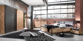 Šatník s posuvnými dverami Detroit, 250 cm, doskový dub / antracitová oceľ