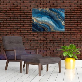 Sklenený obraz - Modrá mramorová abstrakcia (70x50 cm)