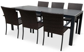 Záhradný jedálenský set Viking XL + 6x ratanová stolička Wicker Pat