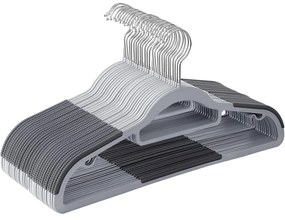 Protišmykové vešiaky na šaty, 30 kusov, sivé