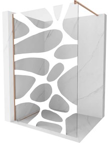Mexen Kioto, sprchová zástena Walk-In 80 x 200 cm, 8mm číre sklo biely vzor, medený matný profil, 800-080-101-65-97