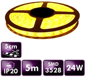 ECOLIGHT LED pásik - SMD 2835 - 5m - 60LED/m - 4,8W/m - IP20 - žltá
