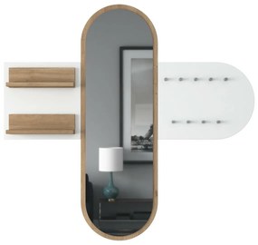 Nástenný vešiak so zrkadlom Pomi White and Walnut