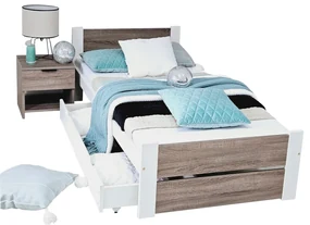 Posteľ HERMA + matrac + rošt ZADARMO - trufla/biela / 180x200 / áno
