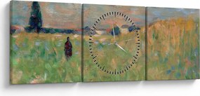 Obraz - Georges Seurat, A Summer Landscape, reprodukcia (s hodinami) (90x30 cm)