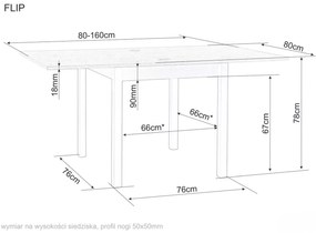 Rozkladací jedálenský stôl FLIP 80(160)X80 cm, kašmír/dub Cremona Torro