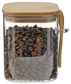 Maxxo sklenená dóza Bamboo s lyžičkou, 800 ml