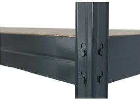 Kovový regál RIVET s drevenou HDF policou,180x90x45cm, 5 políc, 450 kg na policu,  antracitová hladká štruktúra