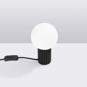 Stolná lampa Halo, 1x biele sklenené tienidlo, b