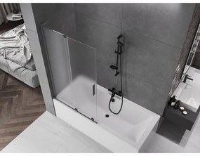 Mexen Velar L, 2-krídlová posuvná vaňová zástena 100 x 150 cm, 8mm sklo námraza, grafitová, 896-100-003-31-95