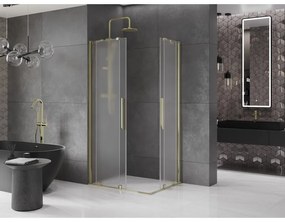 Mexen Velar Duo, sprchový kút s posuvnými dverami 100 x 90 cm, 8mm sklo námraza, zlatá lesklá, 871-100-090-32-50
