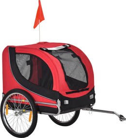 PawHut Príves pre psov na bicykel, preprava domácich zvierat, červená+čierna 130 x 73 x 90 cm | Aosom