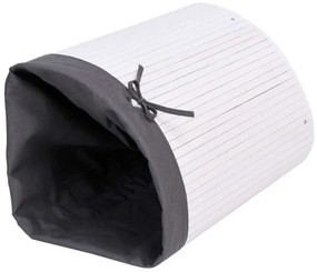 Rohový kôš na bielizeň 60 l bambusový biely / sivý