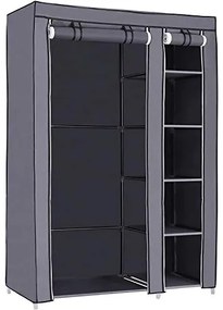 Látková skriňa, 1 závesná tyč, 6 políc, 175x110x45cm