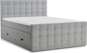 Sivá boxspring posteľ s úložným priestorom 200x200 cm Tasca – Maison de Rêve