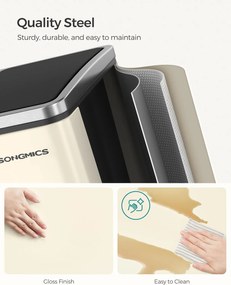 Odpadkový kôš do kuchyne, 2 x 15 litrov, selektívny triediaci systém, béžovo čierny