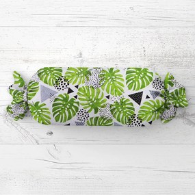 Biante Vankúš valec bonbon Sandra SA-175 Zelené listy Monstera 15x100 cm