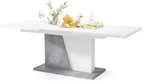 NOBLE NOIR Biely Mat/Beton Millenium - ROZKLADANÝ STÔL DO 218 cm, pre 8, 10 osôb.