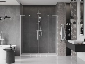 Mexen Velar L Duo, posuvné sprchové dvere do otvoru 170 cm, 8mm číre sklo, biela matná, 871-170-003-02-20