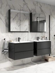 Cersanit Moduo SET, závesná skrinka 50x40x62 cm + umývadlo 50cm, antracitová matná, S801-482