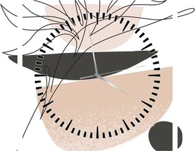 Obraz - Line art kvety N⁰1 (s hodinami) (90x30 cm)