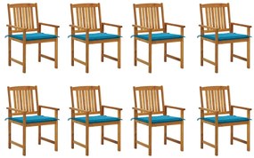 Záhradné stoličky s podložkami 8 ks akáciový masív