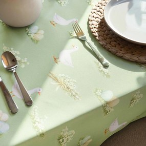 Goldea veľkonočný hranatý teflónový obrus - husy a kraslice 80 x 80 cm