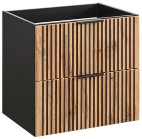 Koupelnová sestava Casad 80 cm s umyvadlem, skříňkami a zrcadlem černá/dub wotan
