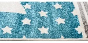 Detský modrý koberec s motívom hviezd