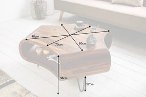 Dizajnový konferenčný stolík Lorelei, 90 cm, sheesham