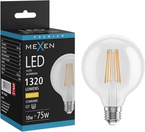 Mexen Vintis, LED žiarovka E27, G95, 10W, Teplá - 2700K, 1320 lm, číra - L157-E27-1027-00