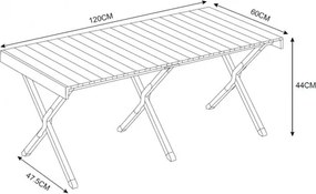 MI Kempingový stolík DREVO 120