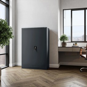 Kovová kancelárska spisová skriňa KEVIN, 900 x 1400 x 400 mm, antracitová