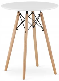Jedálenský stôl TODI biely 60 cm s dvoma stoličkami LAGO granátové