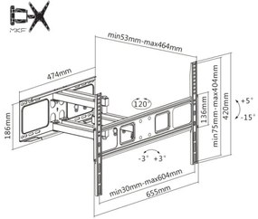 MK FLORIA MKF-17DP641 - Nástenný držiak na TV s kĺbom 80" čierna