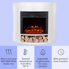 Klarstein Loloru, elektrický krb, ohrievač, 900/1800 W, týždenný časovač, diaľkové ovládanie