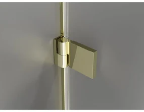Mexen Lunar-B Duo, výklopný sprchový kút 100 x 100 cm, 8mm číre sklo, zlatý profil, 832-100L-100P-50-00