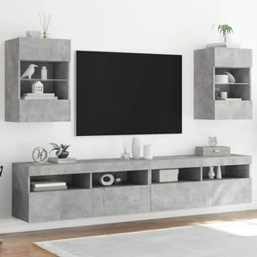 TV nástenné skrinky s LED svetlami 2ks betón.sivé 40x30x60,5 cm 837085