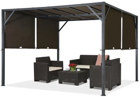 Kovová pergola na terasu Santorini 3 x 3 m antracitovo-hnedá Garden Point