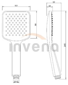 Invena Trend, ručná sprchová hlavica s 1 funkciou, čierna, INV-AS-91-004-S